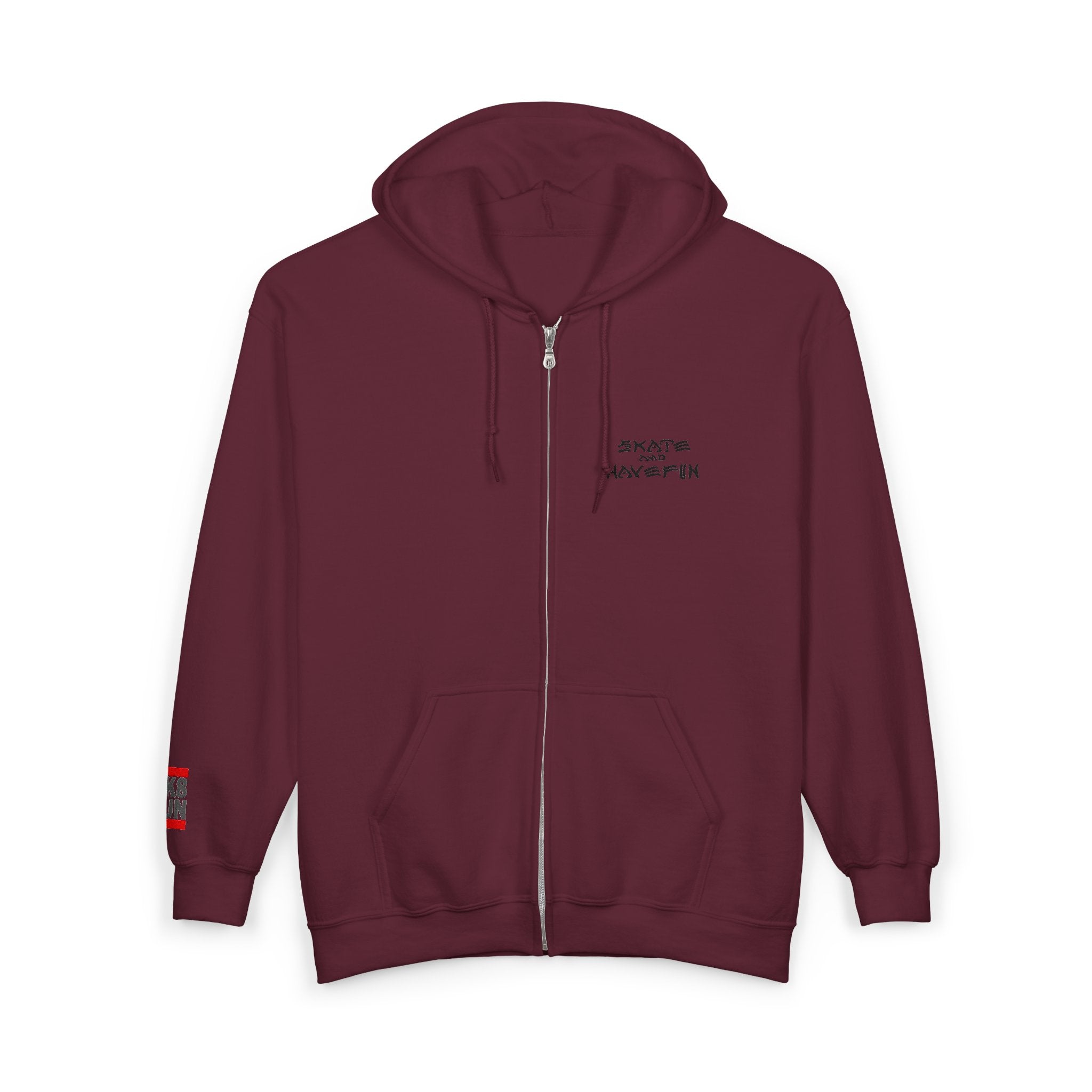 Skate Napkin Zip Hoodie — Minimal Skateboard Graphic Full-Zip Sweatshirt