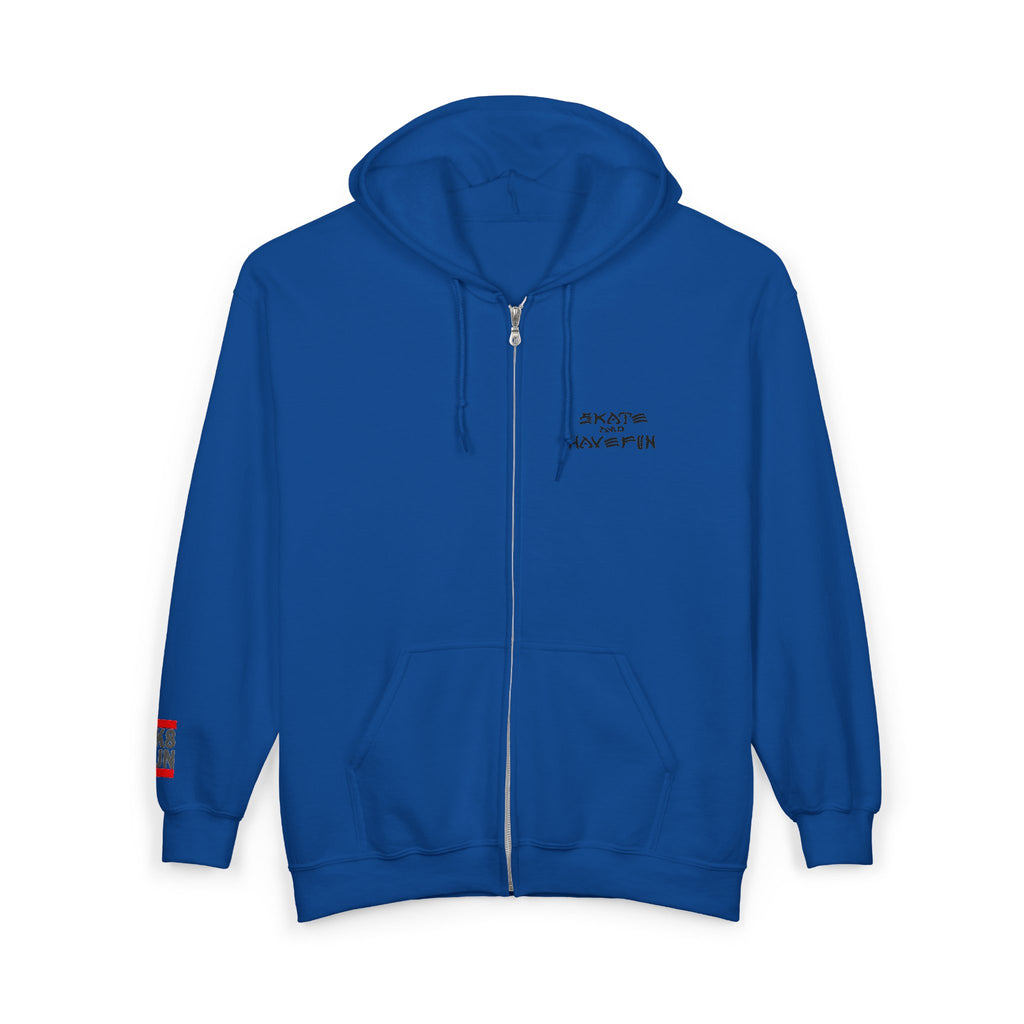 Skate Napkin Zip Hoodie — Minimal Skateboard Graphic Full-Zip Sweatshirt