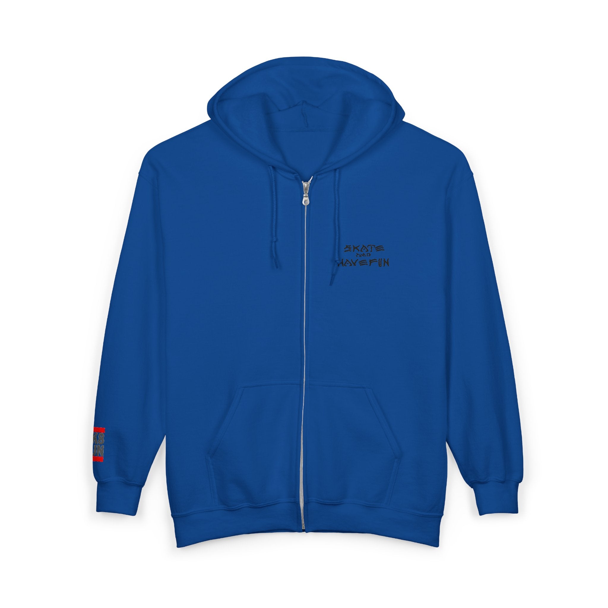 Skate Napkin Zip Hoodie — Minimal Skateboard Graphic Full-Zip Sweatshirt