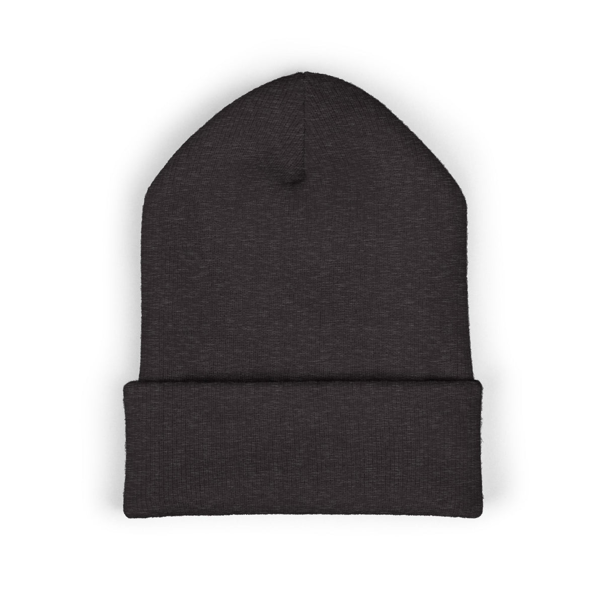 Embroidered Gold Badge Cuffed Beanie — Classic Winter Knit Hat