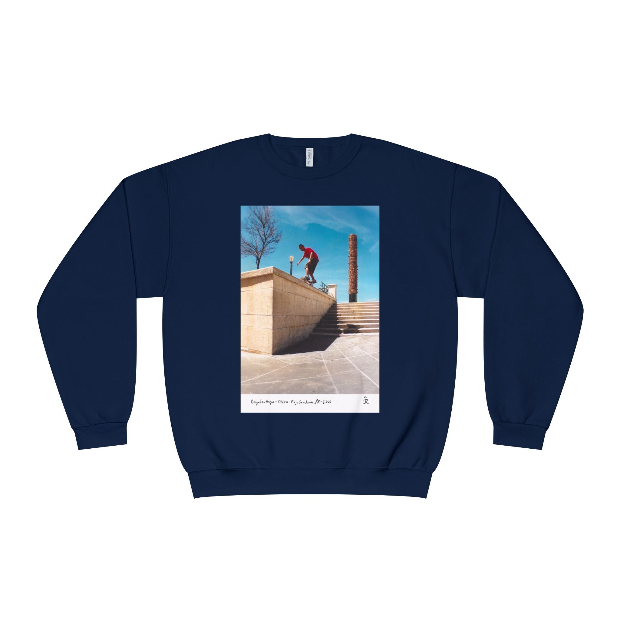 Skateboarding Photo Crewneck Sweatshirt — Urban Skateboarder Graphic
