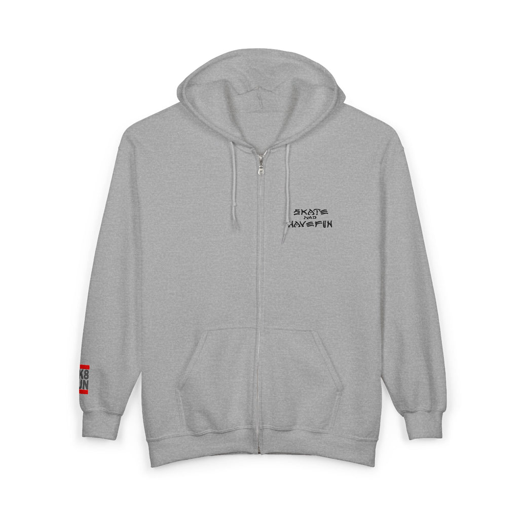 Skate Napkin Zip Hoodie — Minimal Skateboard Graphic Full-Zip Sweatshirt