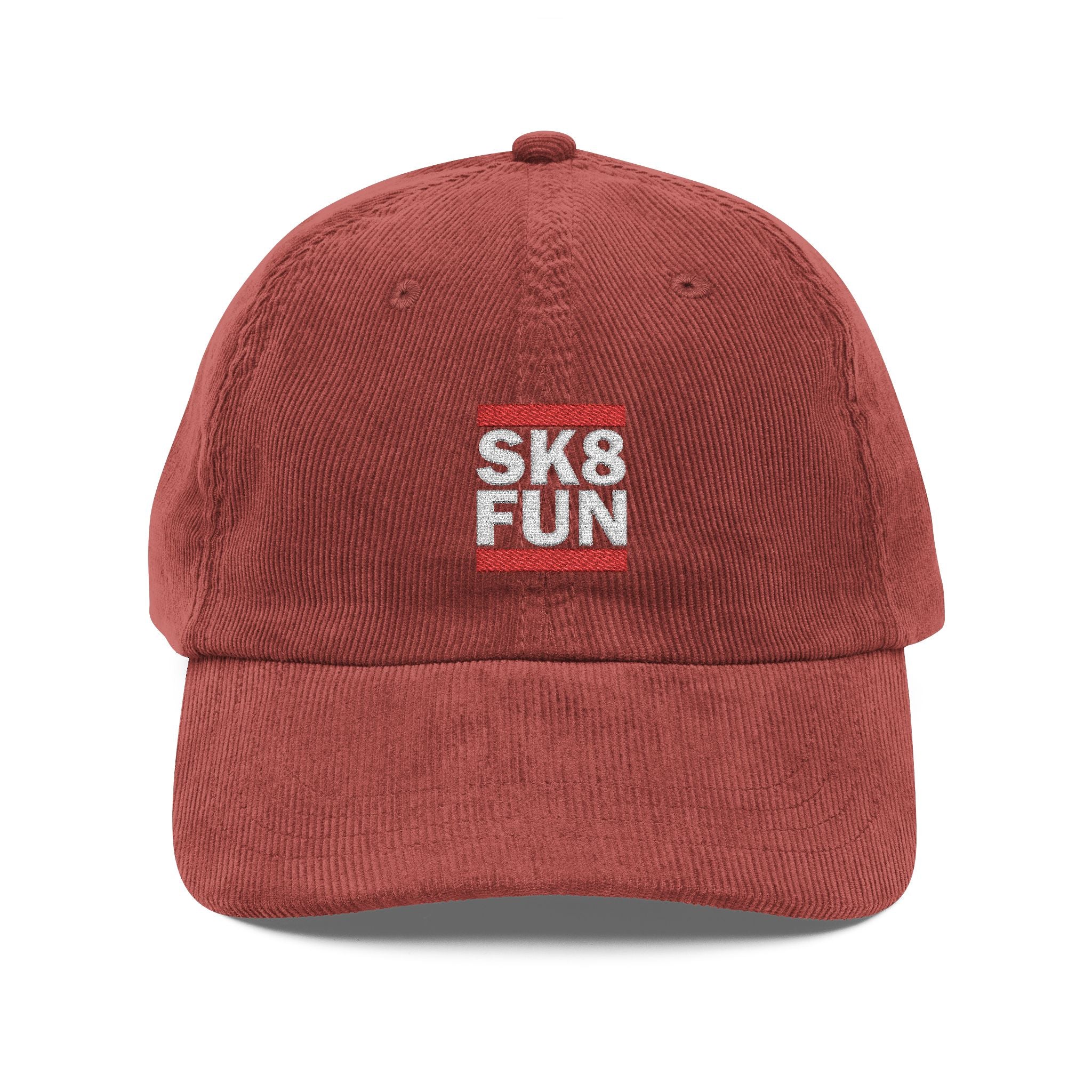 Vintage Corduroy Embroidered Cap — 'SKS FUN' Retro Dad Hat