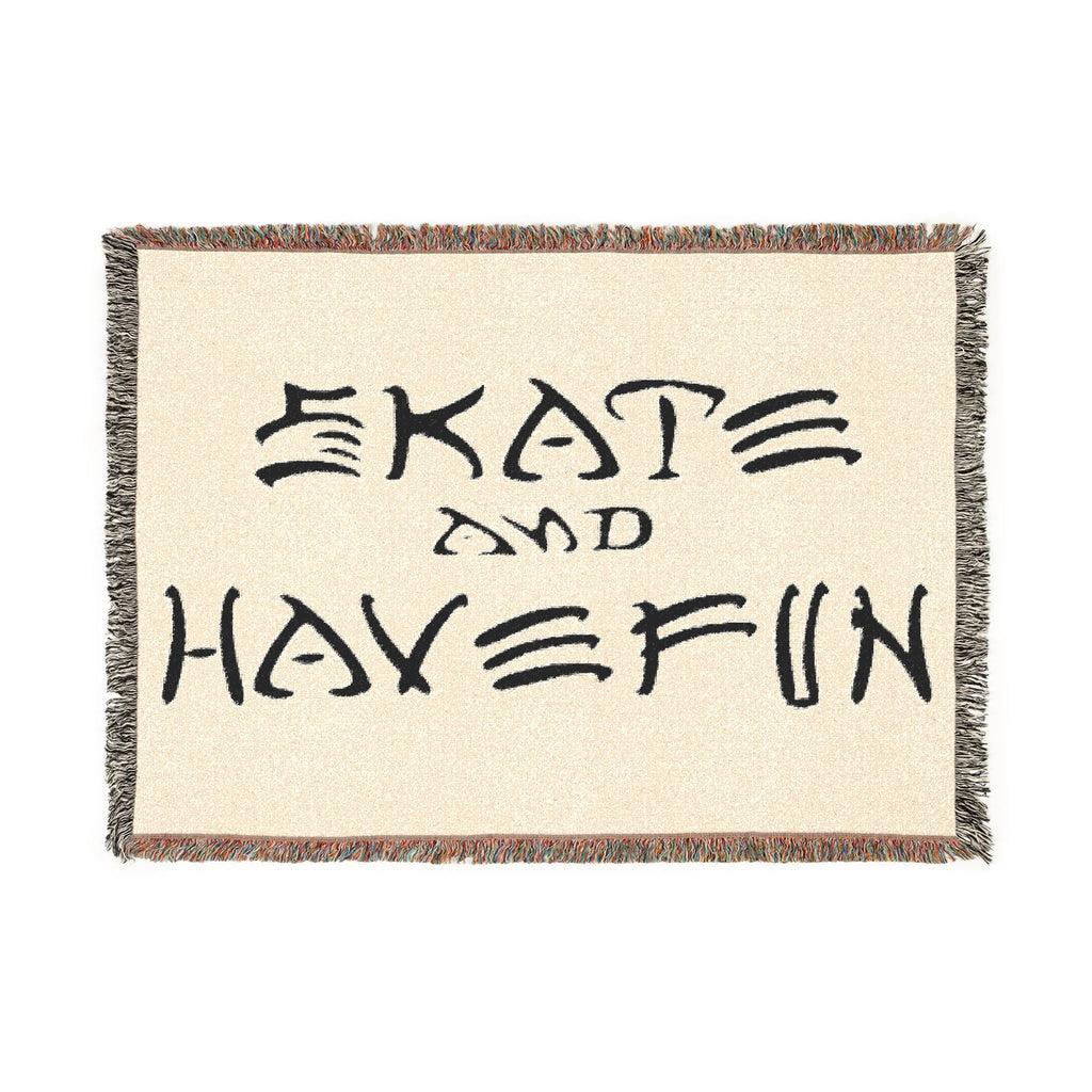 Skate and Have Fun Woven Blanket — Retro Skateboard Throw for Skaters & Teens