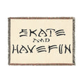 Skate and Have Fun Woven Blanket — Retro Skateboard Throw for Skaters & Teens