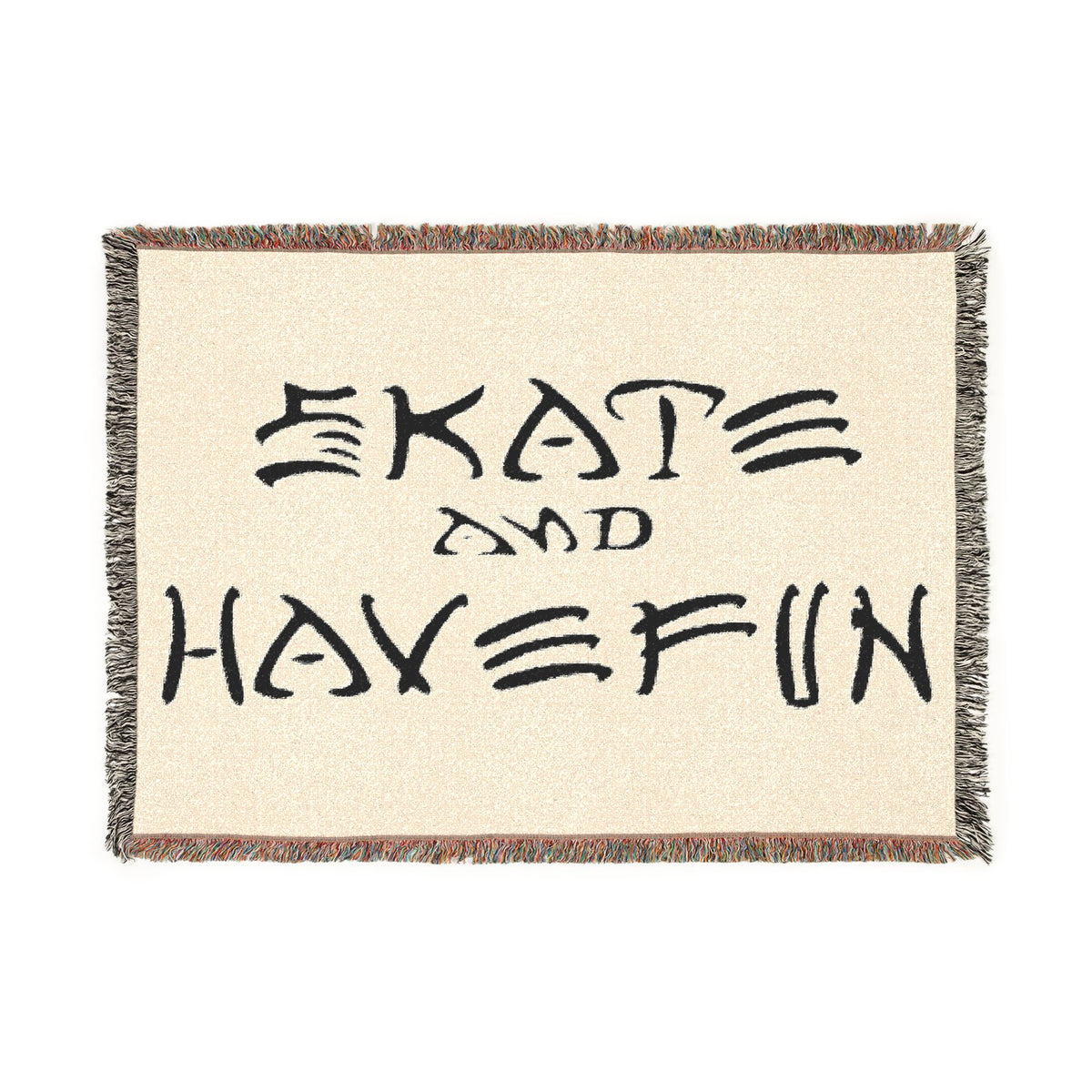 Skate and Have Fun Woven Blanket — Retro Skateboard Throw for Skaters & Teens